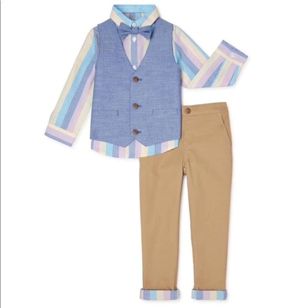 Toddler Boy 4-Pc Shirt Bowtie Vest & Pants…